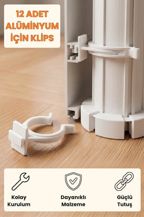 Alüminyum Profil İçin Beyaz Baza Klipsi 16 Adet 3,2 cm – Mutfak Tezgahı, Banyo Dolabı, Ayakkabılık, Mobilya ve Dolap Ayakları İçin Dayanıklı Plastik Ayak Tutucu Klips Seti, Kolay Montaj ve Kullanım