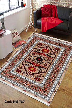 Pamuk Dokuma Taban Kaymaz Yıkanabilir Klasik Desenli  Salon Halısı Mutfak Halısı Koridor Halısı