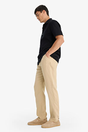 DeFacto %100 Keten Relax Fit Rahat Kesim Düz Paça Yazlık Pantolon C1117AX25SPBG732