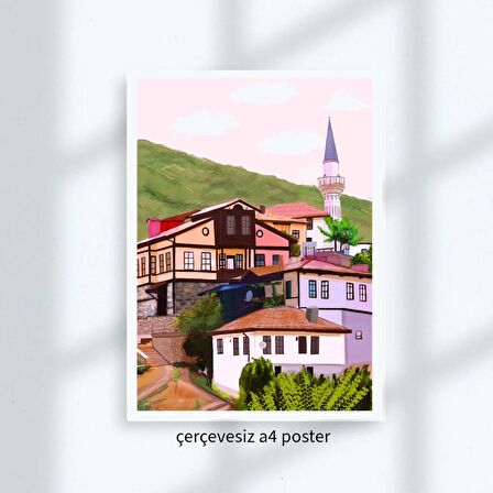 Safranbolu Çizimi A4 Çerçevesiz Poster