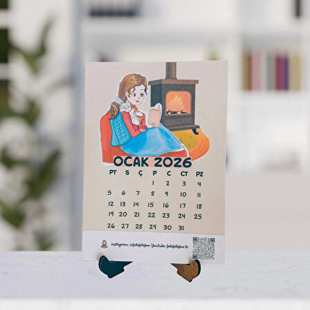 2026 Masa Takvimi – Ahşap Ayaklıklı