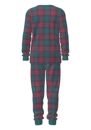 Kırmızı Erkek Çocuk Kareli Uzun Kollu Pijama Takımı