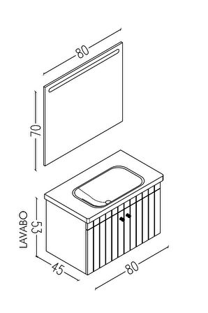 Avien 80 Cm Banyo Dolabı Lvn Led Aynalı - Boy Dolap Hariç