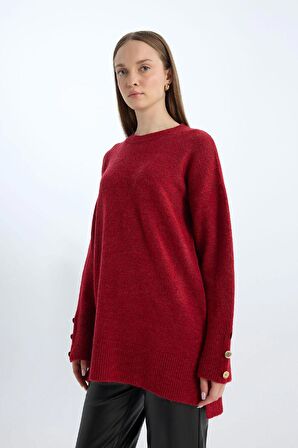 DeFacto Regular Fit Bisiklet Yaka Basic Düz Kazak Tunik D2444AX24WNRD328