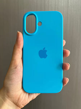 iPhone 16 Uyumlu Apple Logolu Silikon Içi Kadife Lansman Kılıf