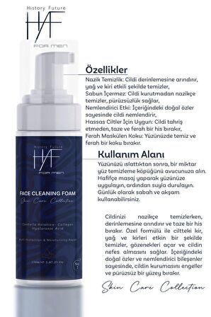 Erkek Yüz Temizleme Köpüğü Derinlemesine Temizlik Nemlendirici Etki Sabun Içermeyen Formül 150 ml