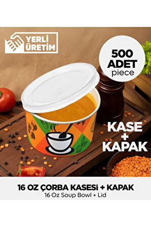 16 Oz Çorba Kasesi + Kapak - 500 Adet