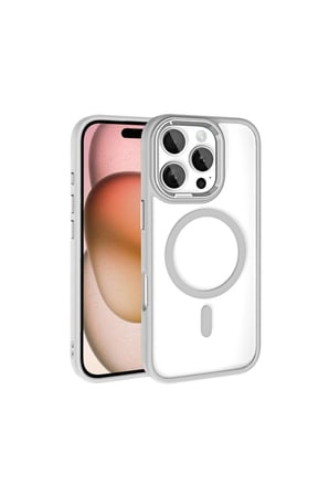 iPhone 16 Pro Max Kılıf Magsafe Uyumlu Metal Kamera ve Tuş Tasarımlı Arkası Sararmaz Sert Şeffaf