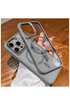 iPhone 16 Pro Max Kılıf Magsafe Uyumlu Metal Kamera ve Tuş Tasarımlı Arkası Sararmaz Sert Şeffaf