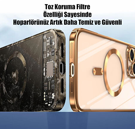 iPhone 16 Pro Max Uyumlu Kılıf Kamera Lens ve Hoparlör Toz Korumalı Magsafe Şarj Özellikli Silikon