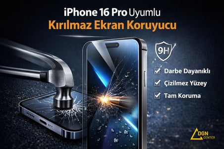 İphone 16 Pro Uyumlu Kırılmaz Ekran Koruyucu