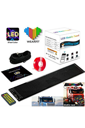 Matrix LED Panel Cama Yapışan Telefon Kontrollü Otomobil Led,Tırcı Kamyon Led Uznluk133cm-Geniş19cm