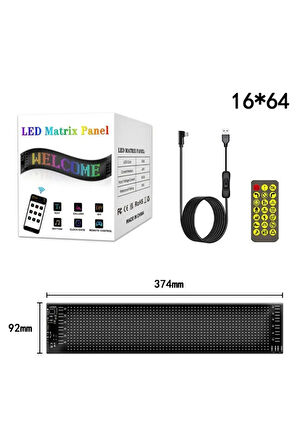 Led Matrix Panel Cama Yapışan Telefon Kontrollü Led Ekran Panel Büyük Boy(16x64)