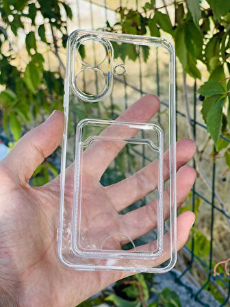 Realme Note 60 Kılıf Kartlıklı Lüx Şeffaf Silikon Kapak
