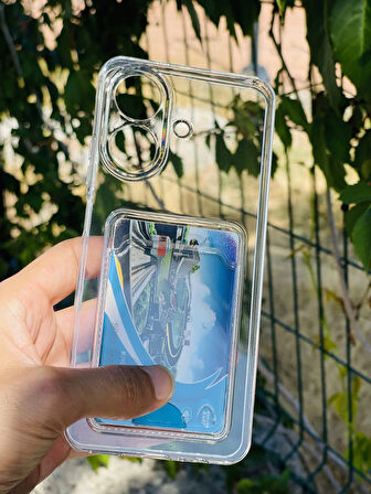 Realme Note 60 Kılıf Kartlıklı Lüx Şeffaf Silikon Kapak