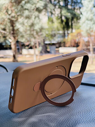 Apple iPhone 15 Kılıf Regal Mgsafe İçi Kadife Soft Standlı Silikon Kapak