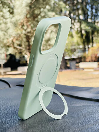 Apple iPhone 15 Kılıf Regal Mgsafe İçi Kadife Soft Standlı Silikon Kapak