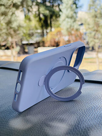 Apple iPhone 15 Kılıf Regal Mgsafe İçi Kadife Soft Standlı Silikon Kapak