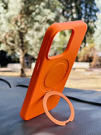 Apple iPhone 15 Plus Kılıf Regal Mgsafe İçi Kadife Soft Standlı Silikon Kapak