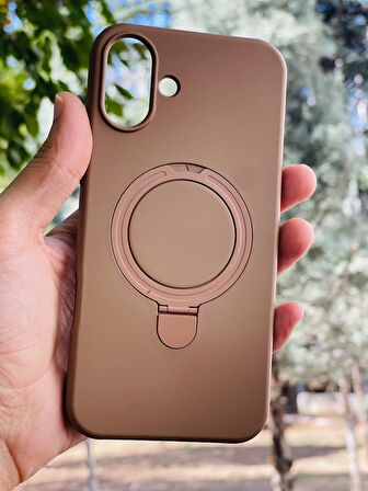 Apple iPhone 16 Plus Kılıf Regal Mgsafe İçi Kadife Soft Standlı Silikon Kapak