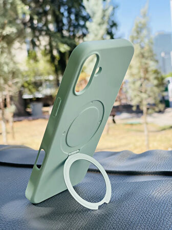 Apple iPhone 16 Plus Kılıf Regal Mgsafe İçi Kadife Soft Standlı Silikon Kapak