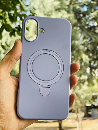 Apple iPhone 16 Plus Kılıf Regal Mgsafe İçi Kadife Soft Standlı Silikon Kapak