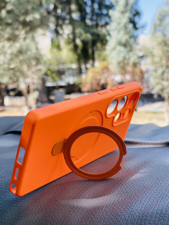 Samsung Galaxy S23 Ultra Kılıf Regal Mgsafe İçi Kadife Soft Standlı Silikon Kapak