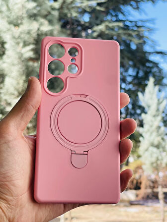 Samsung Galaxy S24 Ultra Kılıf Regal Mgsafe İçi Kadife Soft Standlı Silikon Kapak