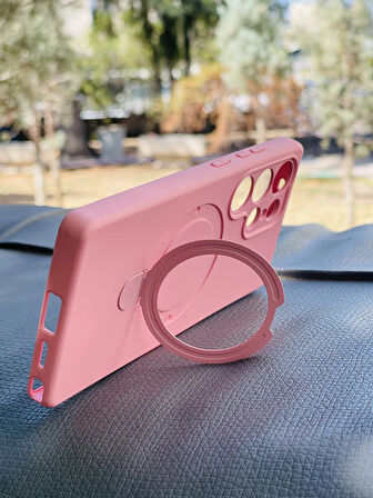 Samsung Galaxy S24 Ultra Kılıf Regal Mgsafe İçi Kadife Soft Standlı Silikon Kapak