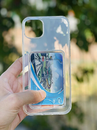 Apple iPhone 14 Max Kılıf Kartlıklı Lüx Şeffaf Silikon Kapak