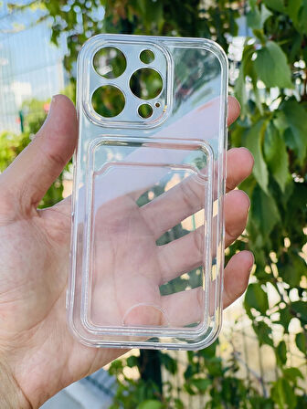 Apple iPhone 16 Pro Kılıf Kartlıklı Lüx Şeffaf Silikon Kapak