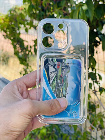 Apple iPhone 16 Pro Kılıf Kartlıklı Lüx Şeffaf Silikon Kapak