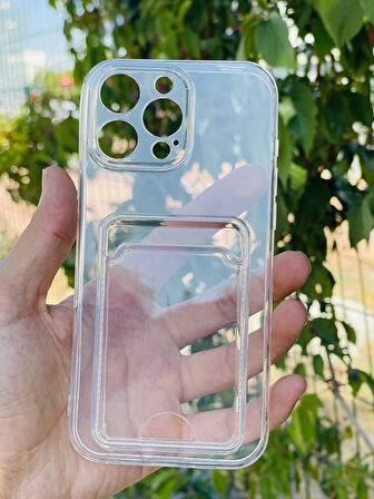 Apple iPhone 16 Pro Max Kılıf Kartlıklı Lüx Şeffaf Silikon Kapak