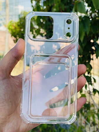 Apple iPhone 17 Pro Max Kılıf Kartlıklı Lüx Şeffaf Silikon Kapak