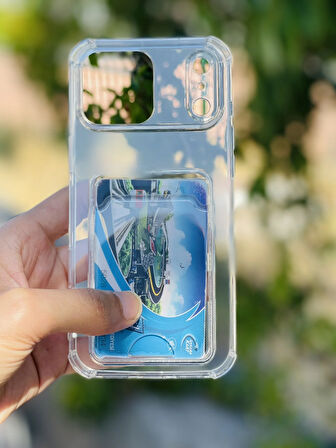 Apple iPhone 17 Pro Max Kılıf Kartlıklı Lüx Şeffaf Silikon Kapak