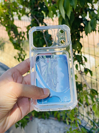 Apple iPhone 17 Pro Kılıf Kartlıklı Lüx Şeffaf Silikon Kapak