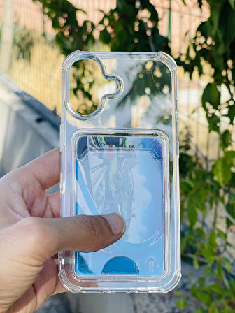 Apple iPhone 17 Kılıf Kartlıklı Lüx Şeffaf Silikon Kapak