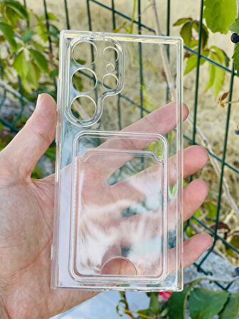 Samsung Galaxy S24 Ultra Kılıf Kartlıklı Lüx Şeffaf Silikon Kapak