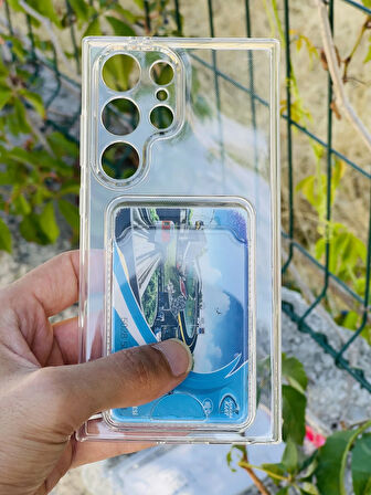 Samsung Galaxy S24 Ultra Kılıf Kartlıklı Lüx Şeffaf Silikon Kapak