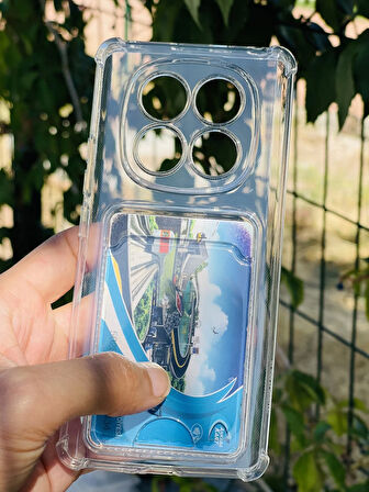 Xiaomi Redmi Note 14 Pro Plus Kılıf Kartlıklı Lüx Şeffaf Silikon Kapak