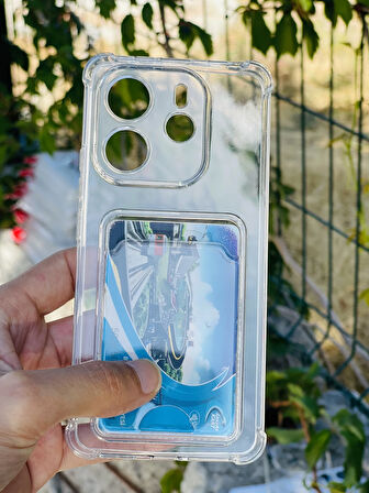 Xiaomi Redmi 14 4G Kılıf Kartlıklı Lüx Şeffaf Silikon Kapak