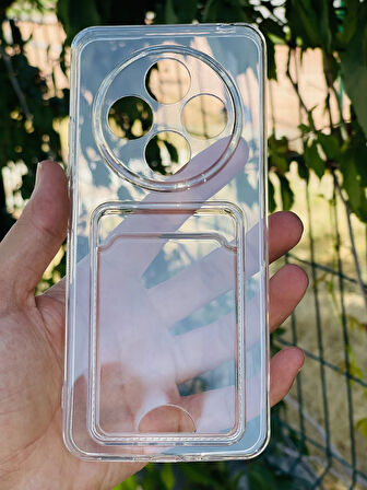 Xiaomi Redmi 14C Kılıf Kartlıklı Lüx Şeffaf Silikon Kapak