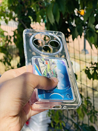 Xiaomi Redmi 14C Kılıf Kartlıklı Lüx Şeffaf Silikon Kapak