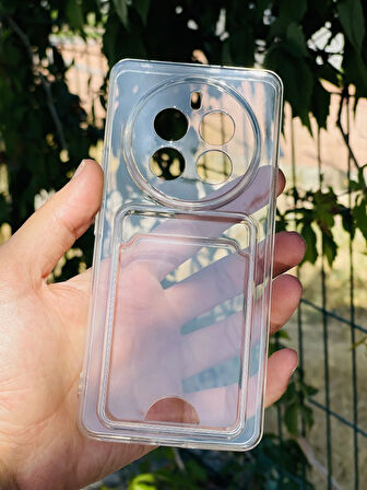 Realme 12 Pro Plus Kılıf Kartlıklı Lüx Şeffaf Silikon Kapak