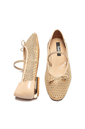 Kadın Boncuklu - Fileli Kemerli Babet Ayakkabı 1700