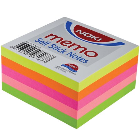 Noki Yapışkanlı Not Kağıdı 400 YP 75x75 5 Neon Renkler 12012