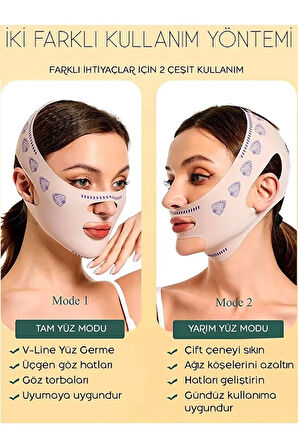 Fit Yüz, Çene, Boyun Şekillendirme Toparlayıcı Sıkılaştırıcı Band Gündüz ve Gece Kullanım