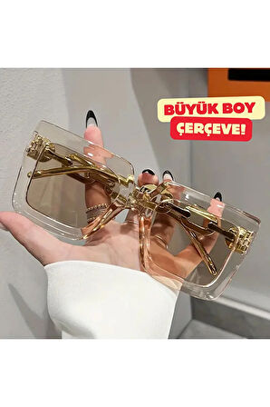 Onomo Kadın Büyük Boy Kare Moda Gözlüğü Kahverengi Renk