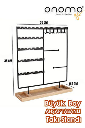 Life Takı Düzenleyici Organizeri Dekoratif Takı Standı Kolye Yüzük Küpelik Ahşap Tabanlı Metal Siyah