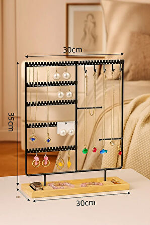 Life Takı Düzenleyici Organizeri Dekoratif Takı Standı Kolye Yüzük Küpelik Ahşap Tabanlı Metal Siyah